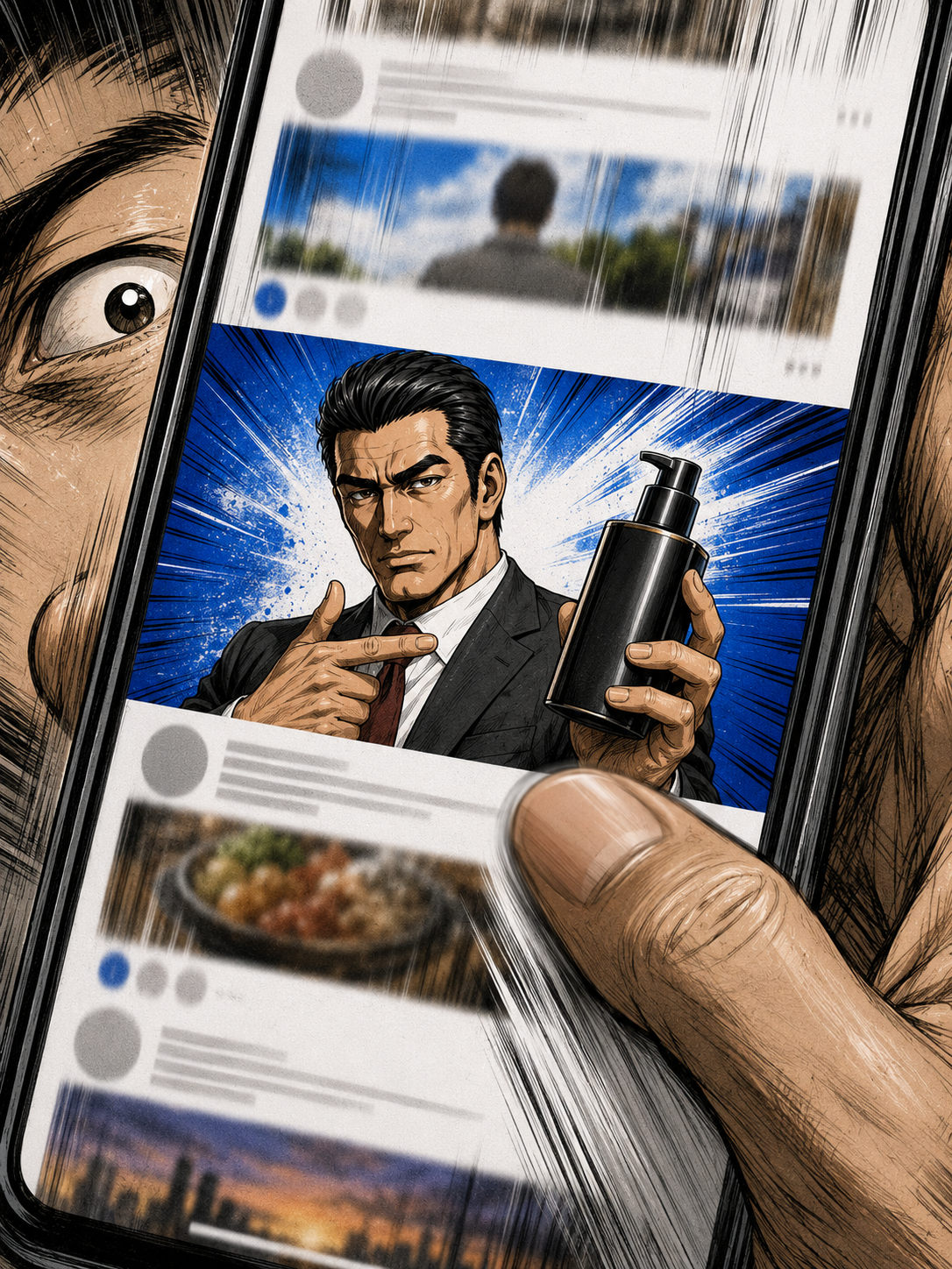スマートフォンのタイムラインを流れていくバナー広告